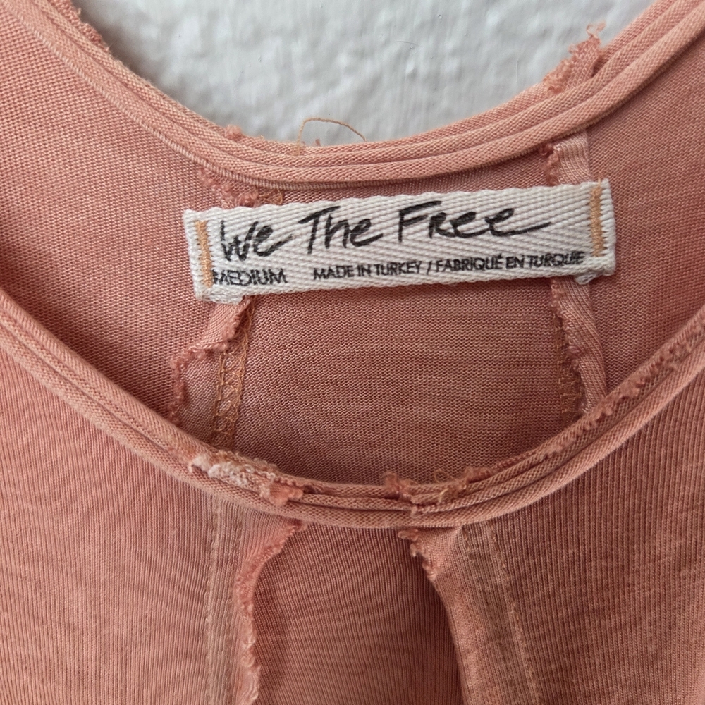 Free People We The Free Sz M Cami Tank Top Raw Edge Orange Stretch 100%Viscose - Picture 9 of 13